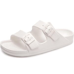 Women's Comfort Slides Double Buckle Adjustable EVA Flat Sandals - 7